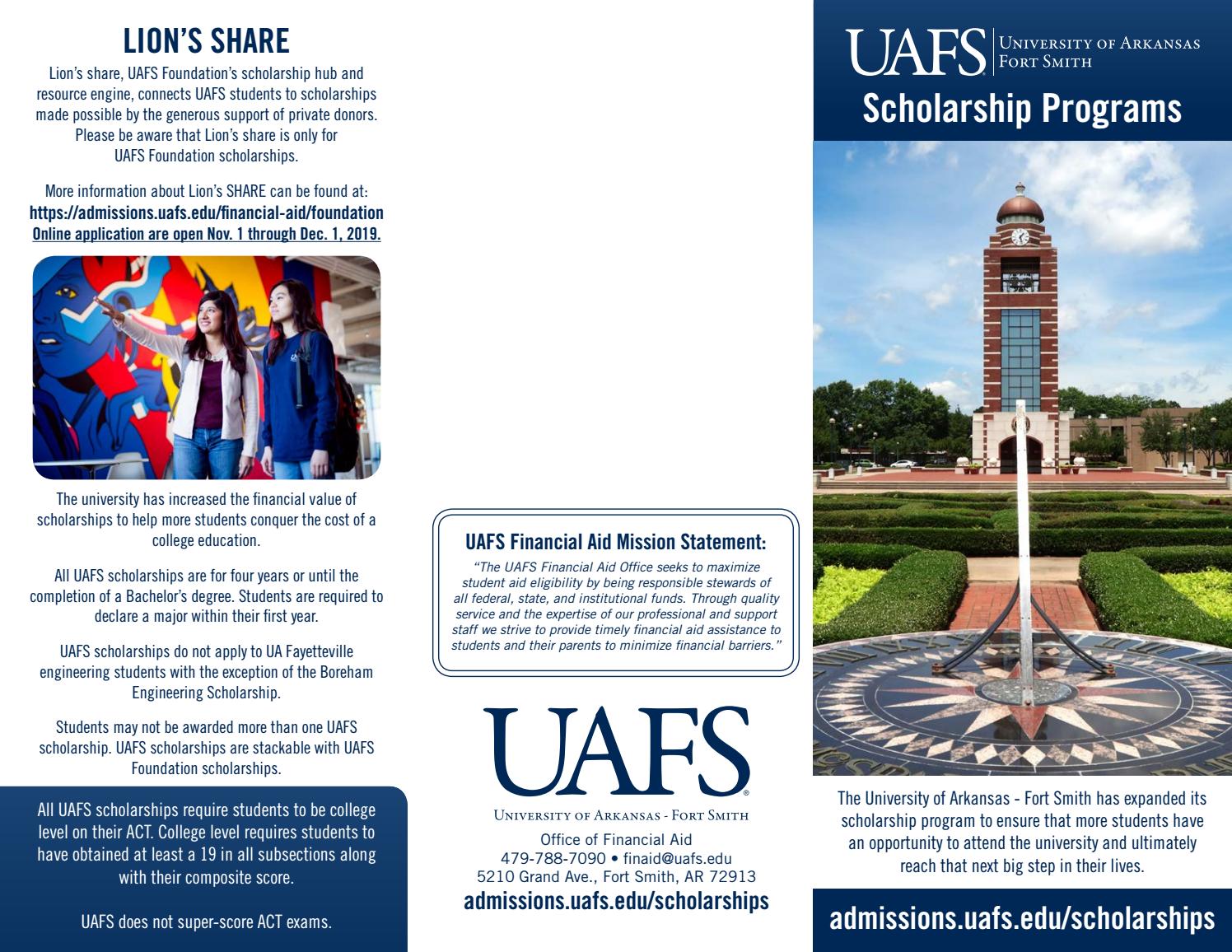 UAFS 2019 Scholarships Programs by University of Arkansas Fort Smith