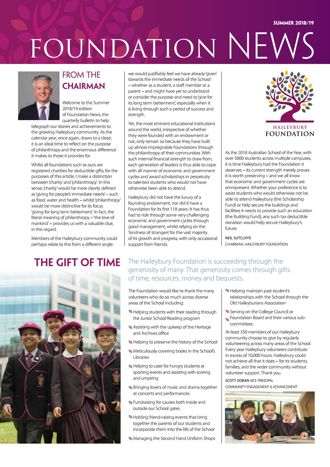 Haileybury Foundation News Summer 2018/19 by Haileybury Issuu