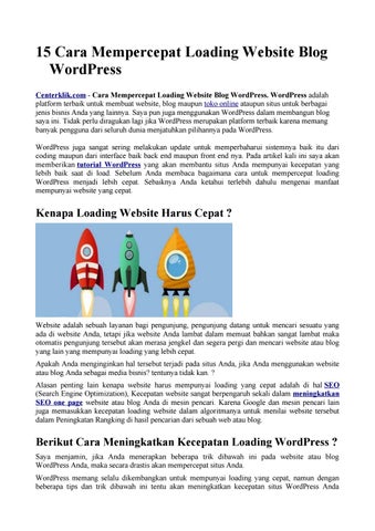 15 Cara Mempercepat Loading Website Blog WordPress by centerklik ... 15 Cara Mempercepat Loading Website Blog WordPress by centerklik ...