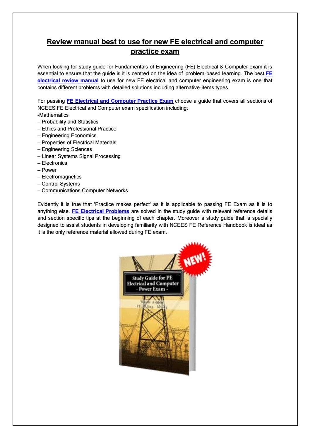 Review manual best to use for new FE electrical and computer practice ...