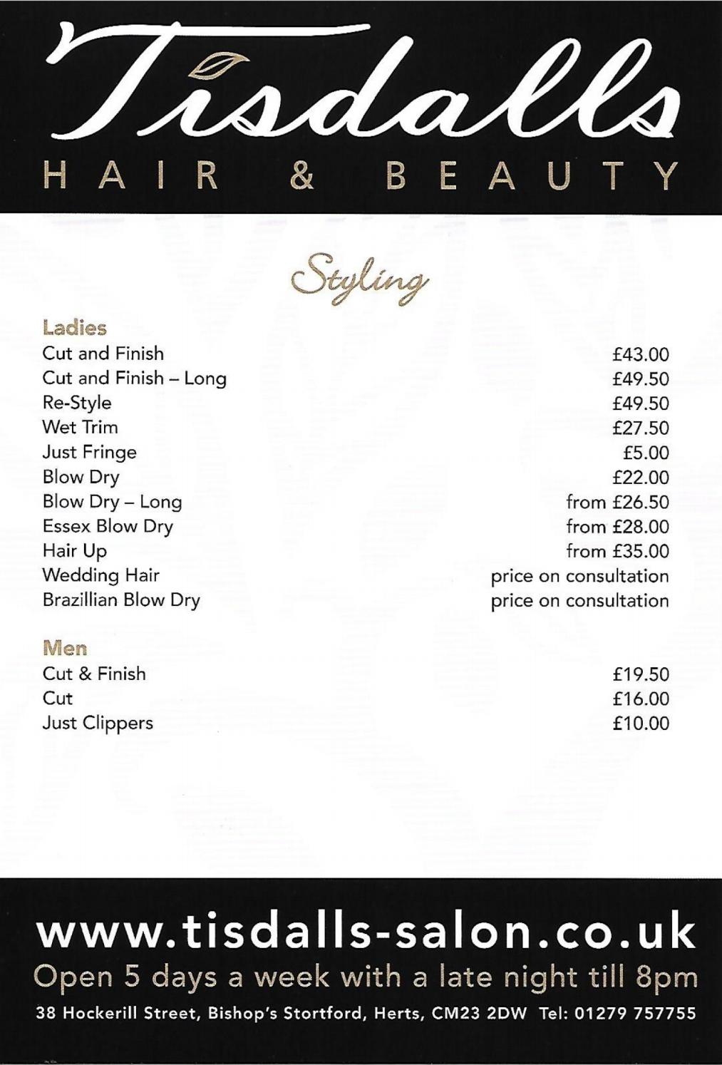 Tisdalls Hair Price List By Philip Evans Issuu
