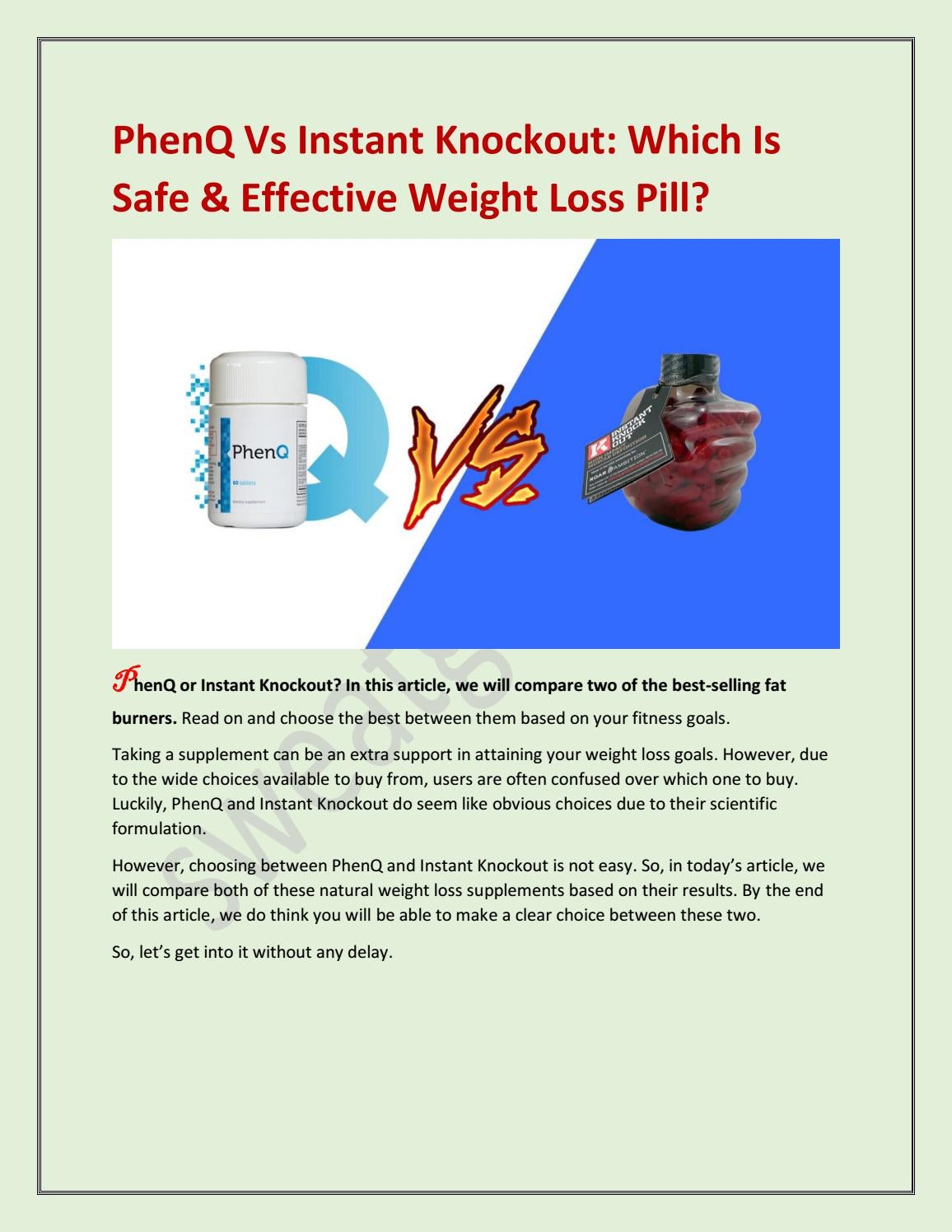 PhenQ Vs instant Knockout Which Is Pro Fat Burner? by Scarlet Smith