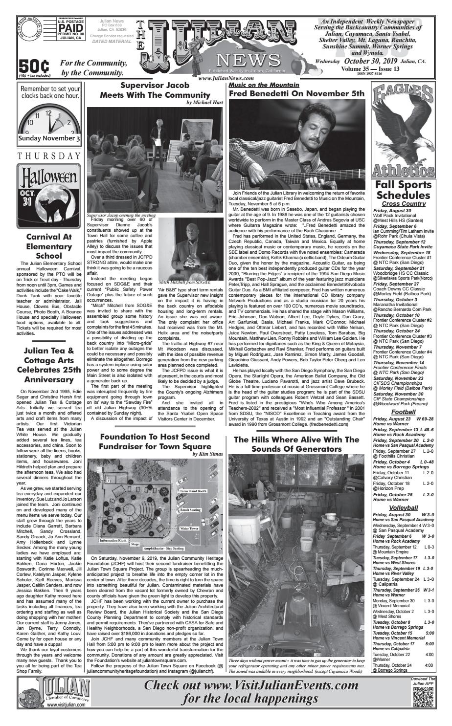 Wednesday October 30 2019 By Julian News Issuu