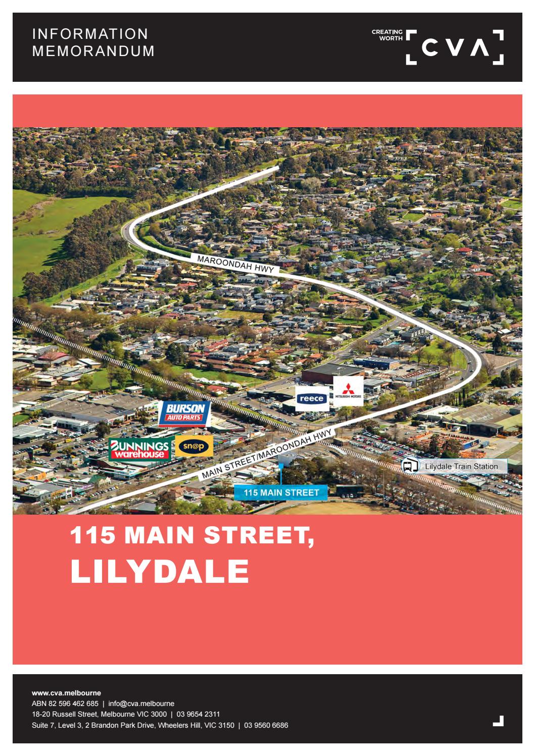 Information Memorandum 115 Main Street Lilydale By Cva Property