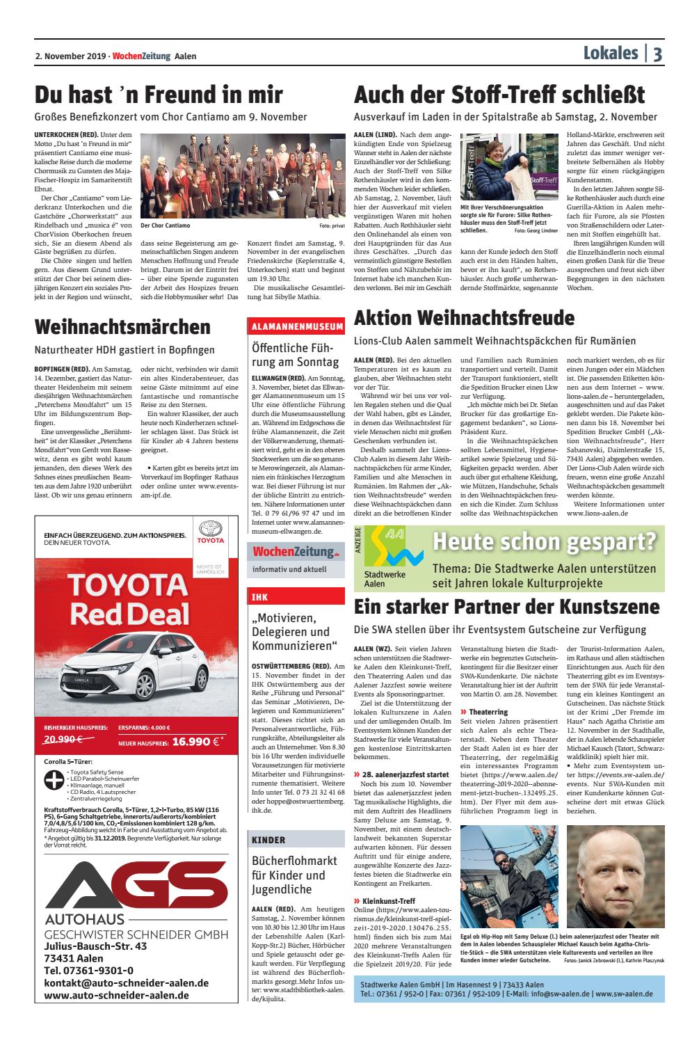 Wochenzeitung Aalen Kw 44 19 By Wochenzeitung Sonntagszeitung