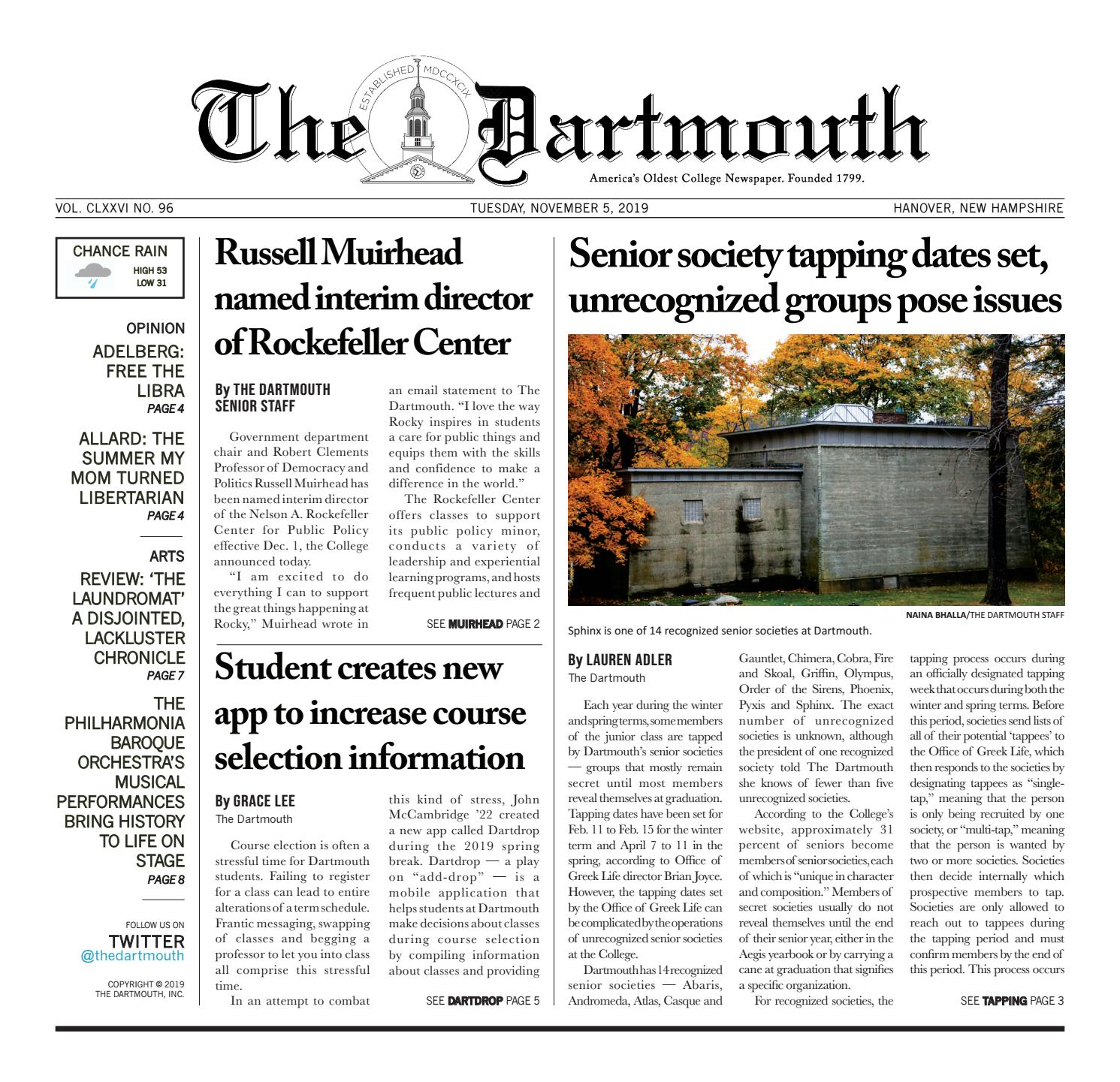 The Dartmouth 11 05 19 By The Dartmouth Newspaper Issuu