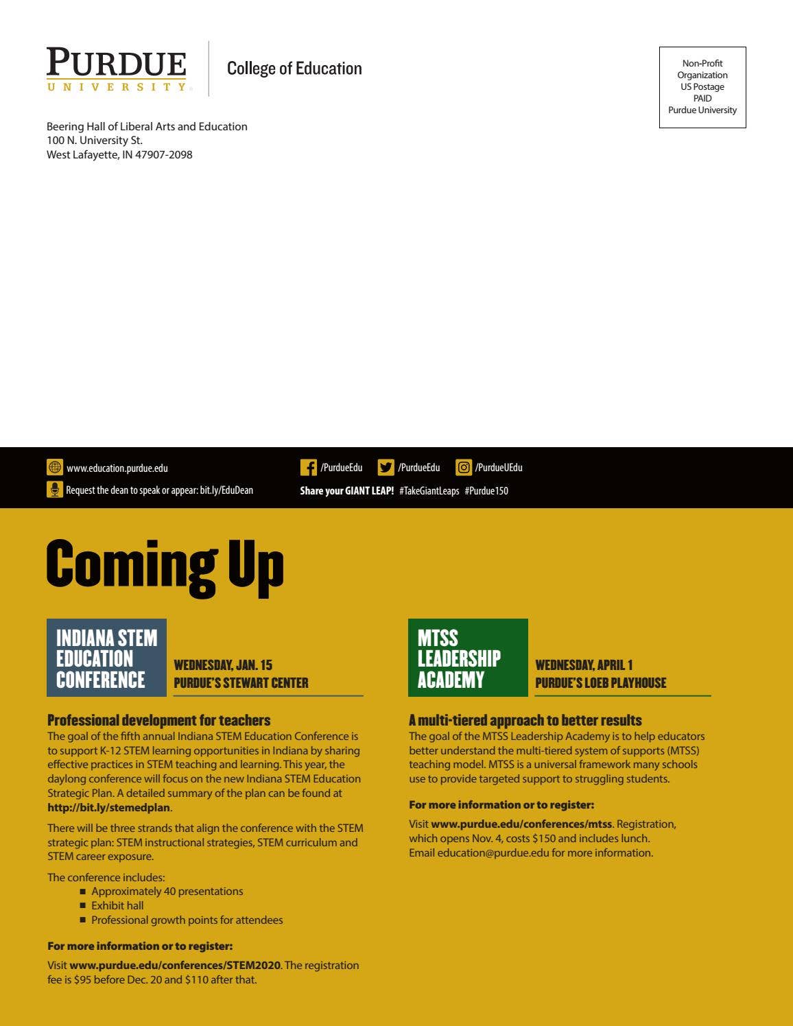 Launch Fall 2019 Purdue University College of Education magazine by