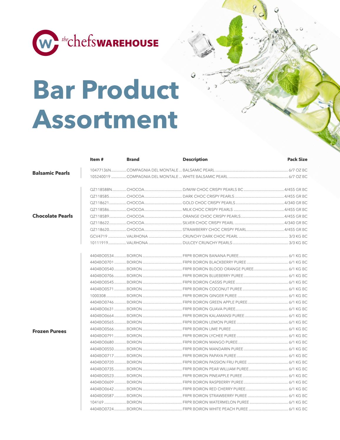 The Chefs' Warehouse 2019 Bar Product Assortment by The Chefs