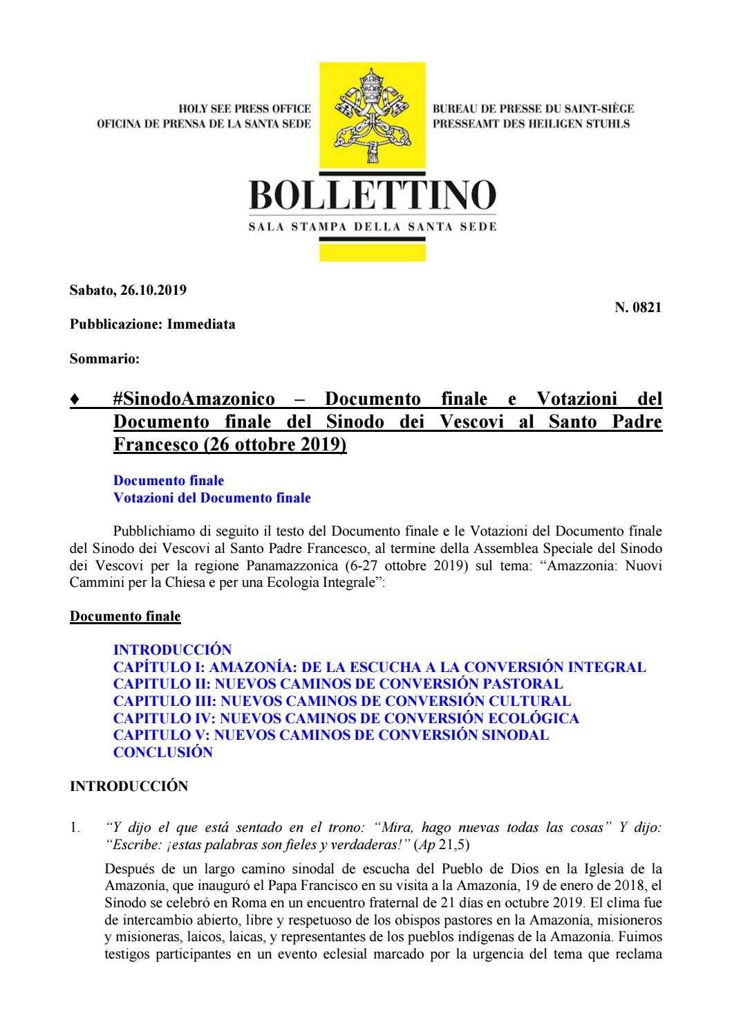 Documento Final Del Sinodo Amazonico By Asociacion De Universidades Confiadas A La Compania De Jesus Issuu documento final del sinodo amazonico by