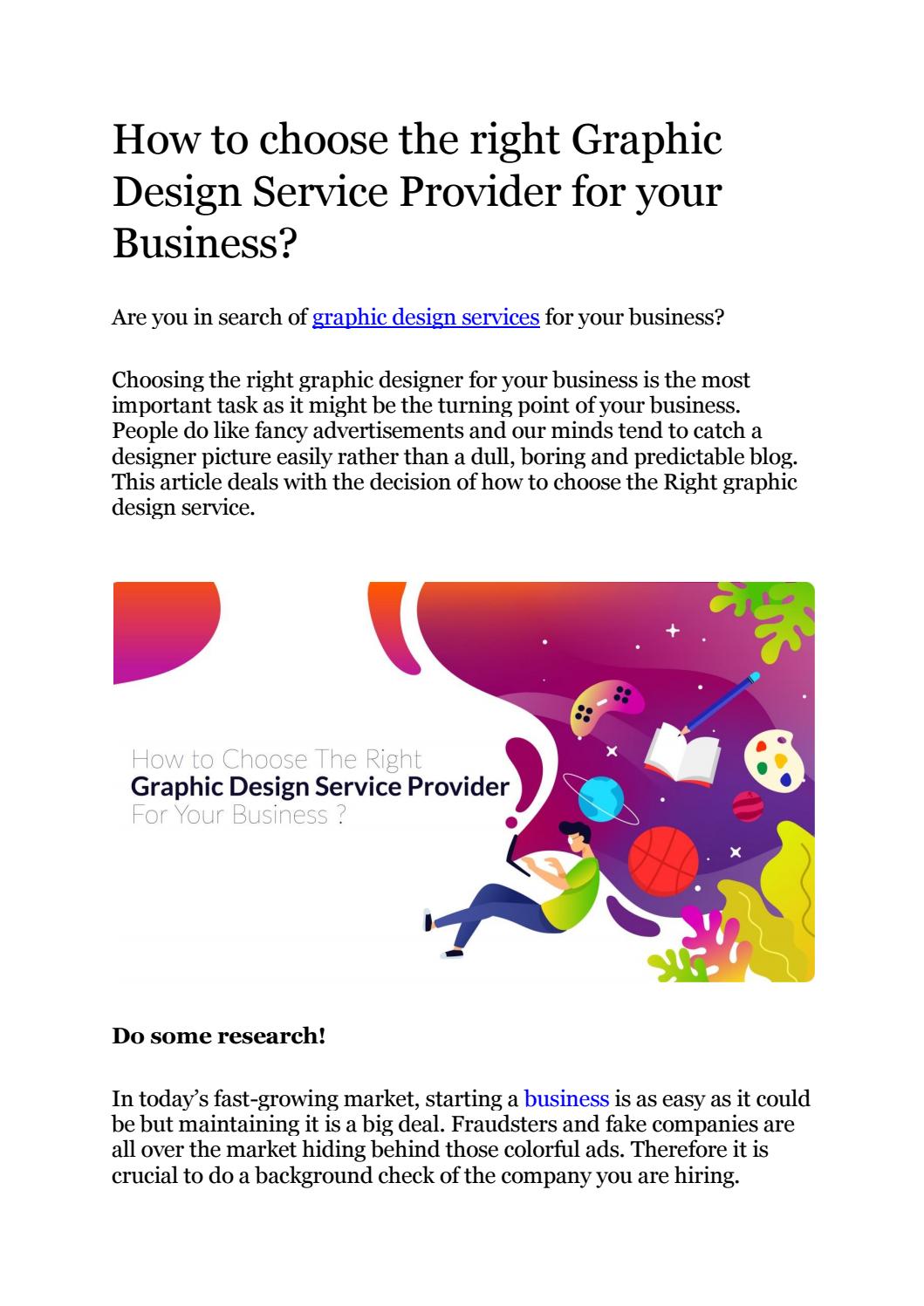 How to choose the right Graphic Design Service Provider for your Business?  by eDataMine - Issuu