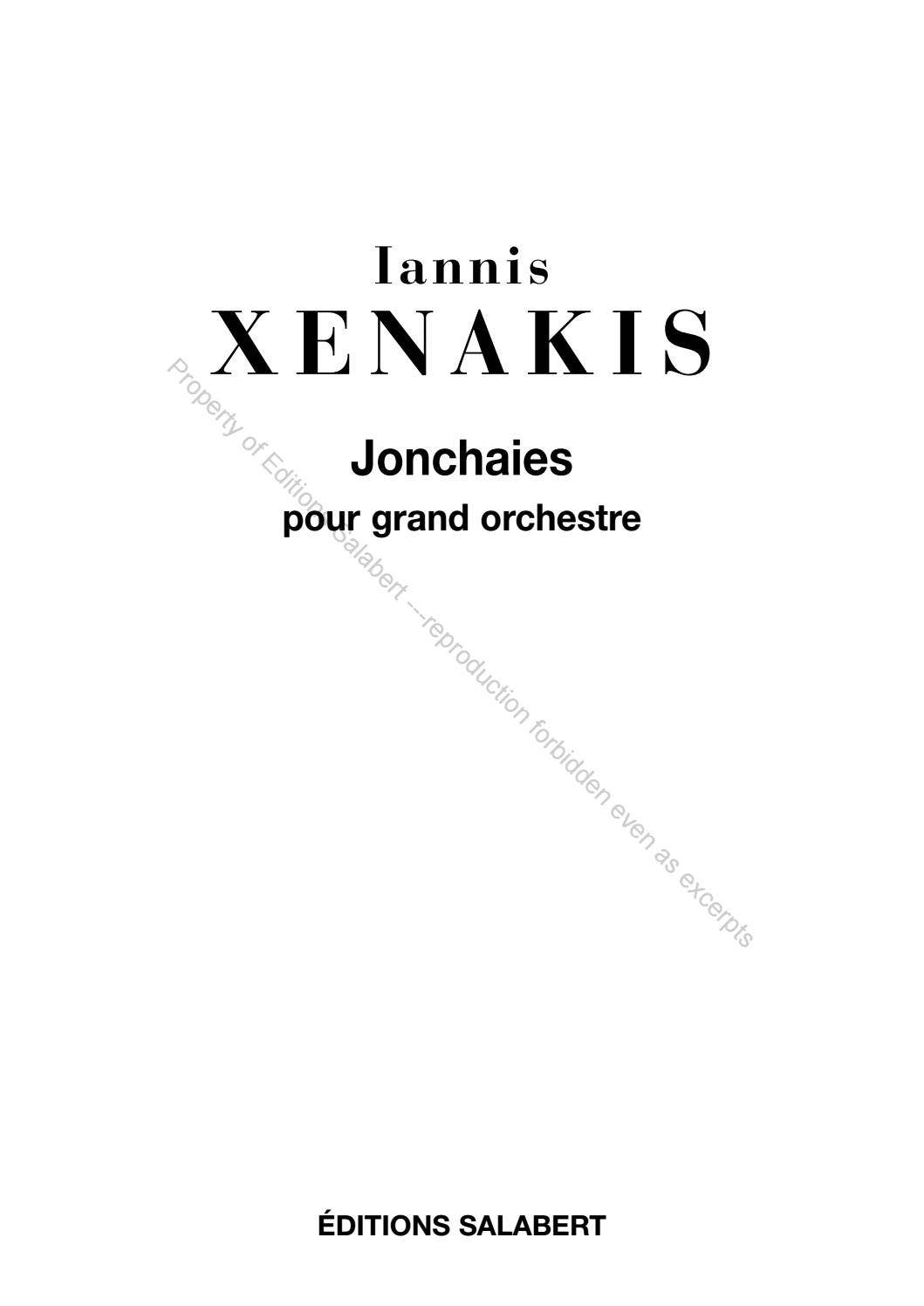 Iannis Xenakis - Jonchaies by Durand Salabert Eschig - Issuu