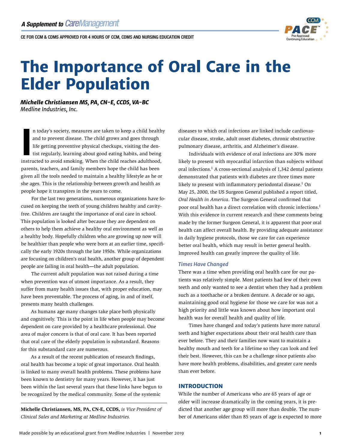 The Importance of Oral Care in the Elder Population by CareManagement ...