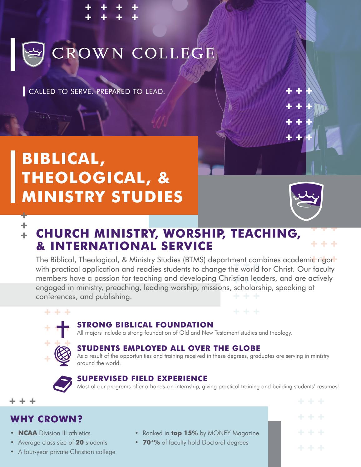 Biblical, Theological, & Ministry Studies Crown College by Crown