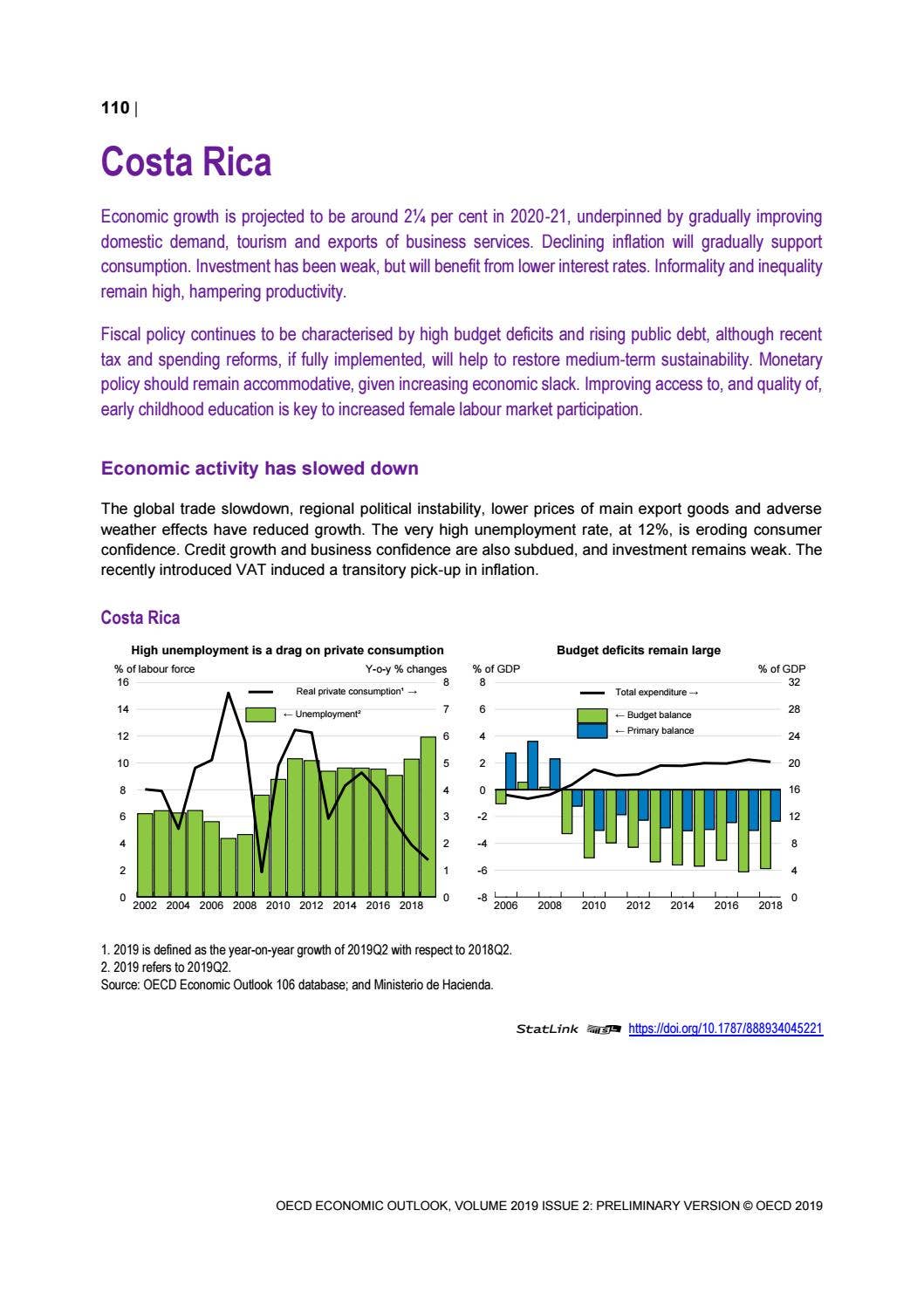OECD Economic Outlook November 2019 Country Note, Costa Rica by OECD ...
