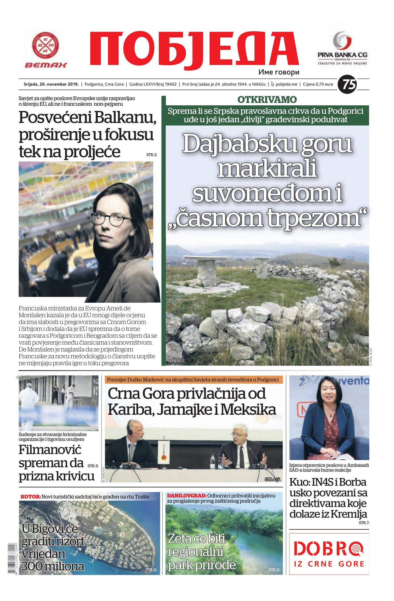 Dnevni list Pobjeda 20.11.2019. by Pobjeda - Issuu
