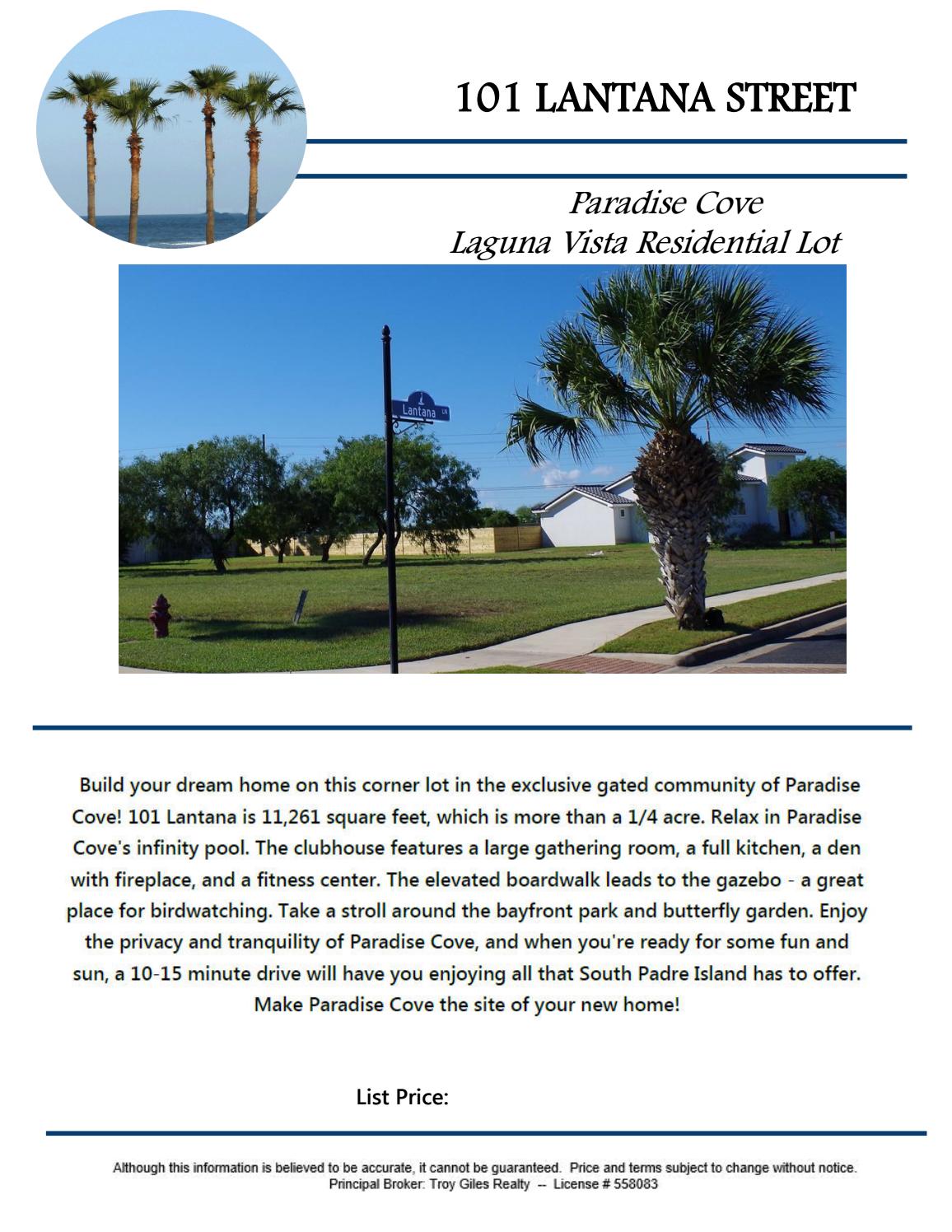 101 Lantana Lane Paradise Cove Laguna Vista, TX by dinarichspi Issuu