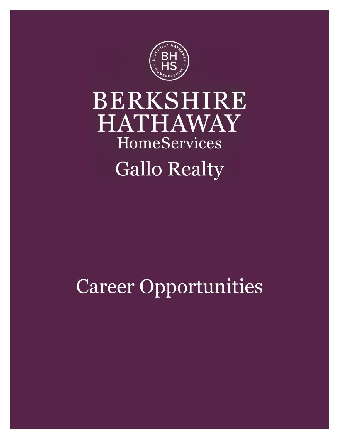 Career Opportunites Berkshire Hathaway HomeServices Gallo Realty by