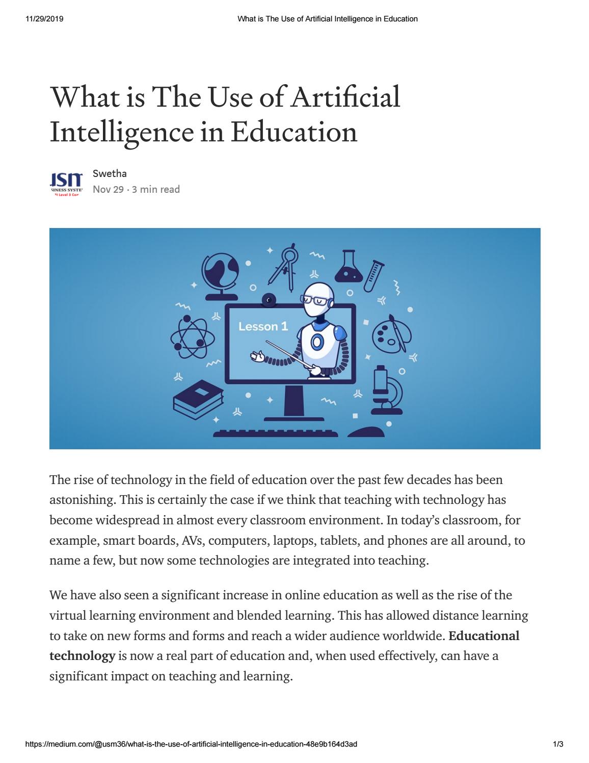 artificial intelligence in learning