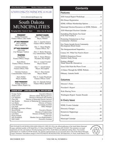 South Dakota Municipalities December 2019 By Sdmunicipalleague