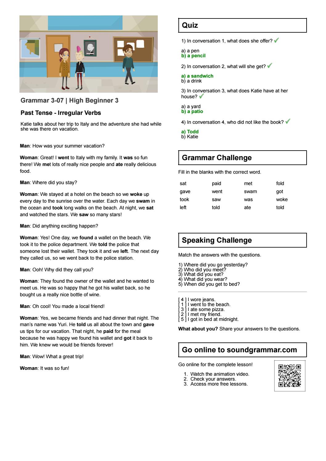 simple past conversation