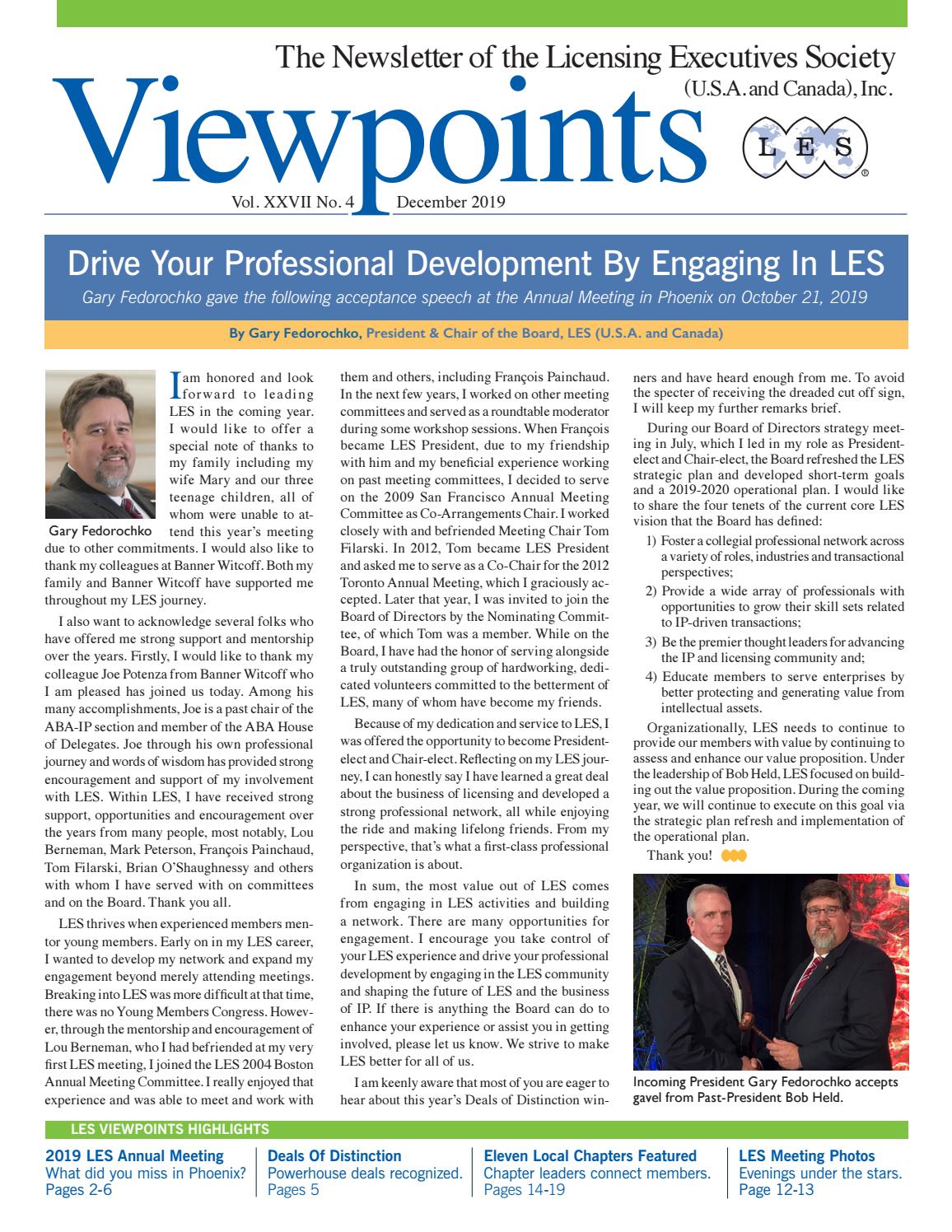 Les Viewpoints December 2019 Edition By Licensing Executives