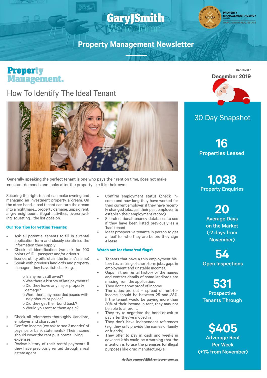 Gary J Smith Property Management Newsletter - December by The Fotobase ...