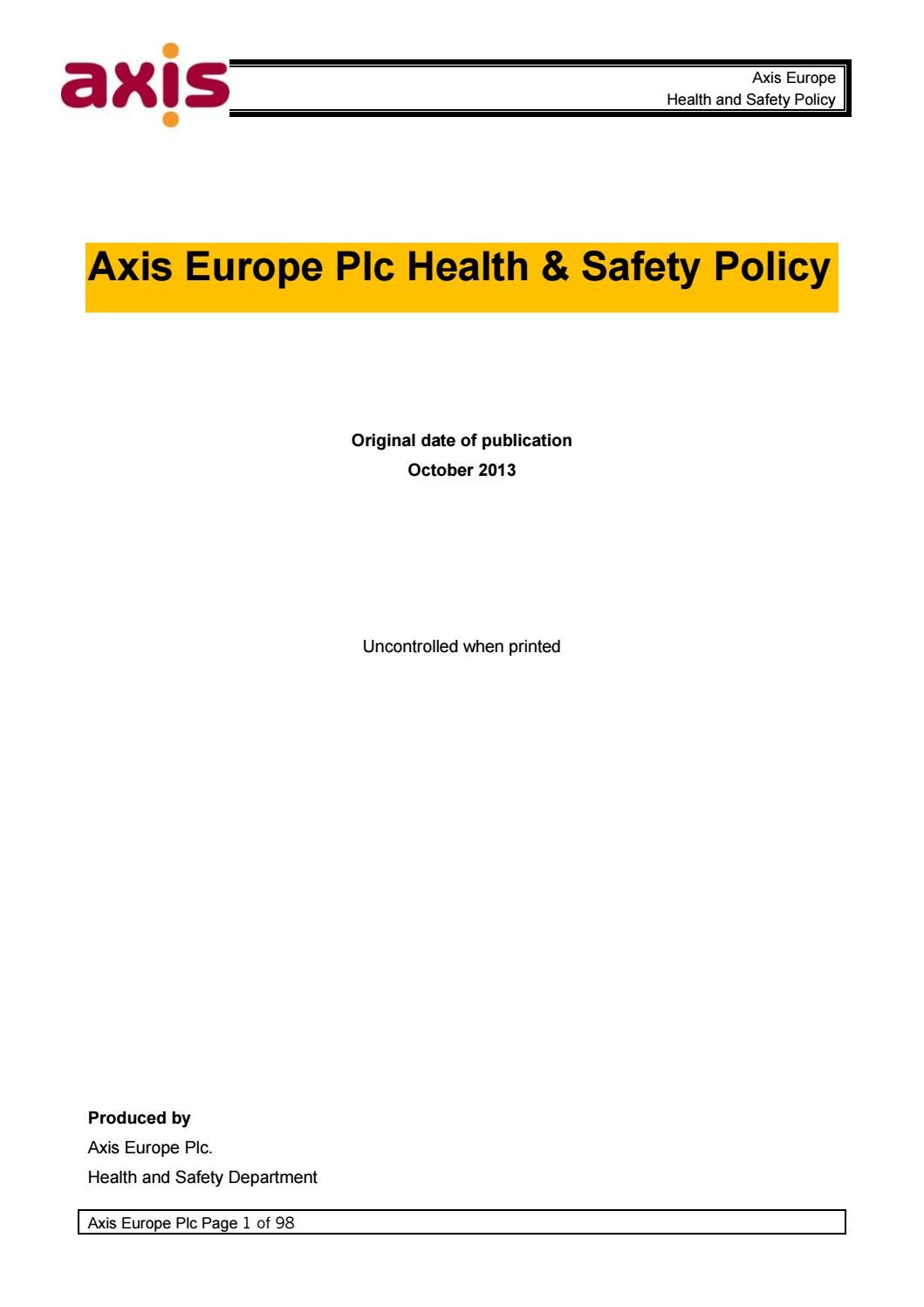 Axis Health and Safety Policy 2020 by Axis Property Services Issuu