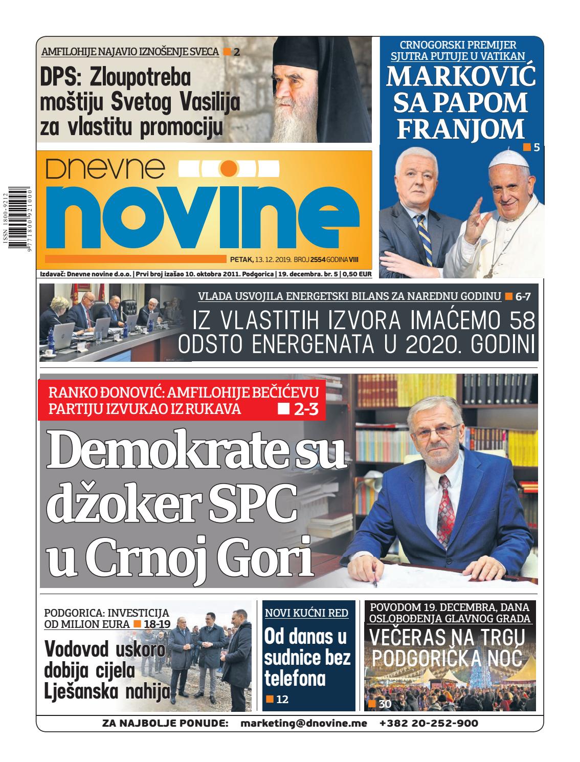 Dnevne novine 13. decembar 2019. by Dnevne Novine - Issuu