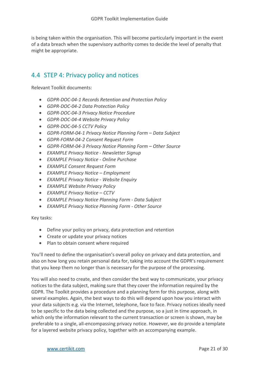 CERTIKIT - GDPR Implementation Guide Version 6 by CertiKit Limited - Issuu