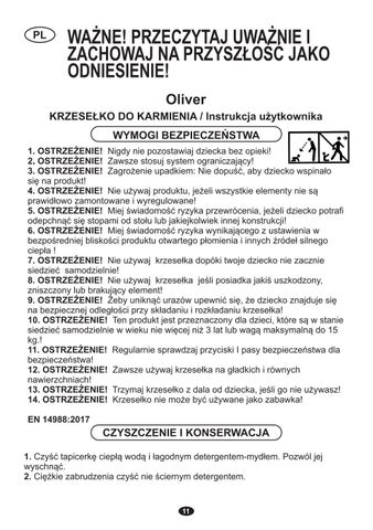Feeding 椅 OLIVER Manual Instruction 第 11 页
