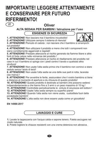 Feeding 椅 OLIVER Manual Instruction 第 15 页