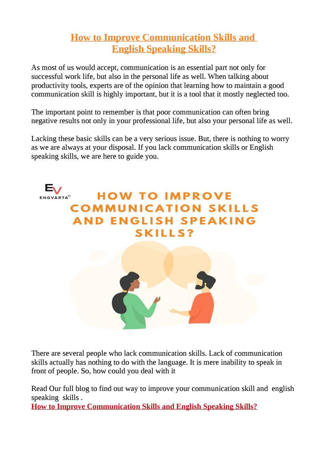 How To Improve Communication Skills And English Speaking Skills By