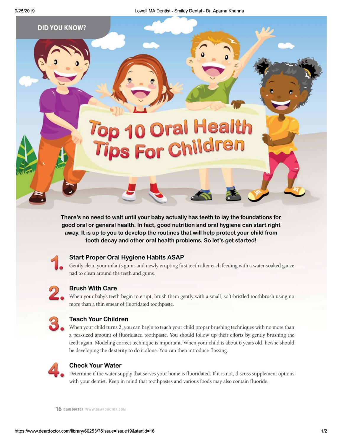 Top 10 oral health Tips For Children's |Smiley dental call:(617) 335 ...