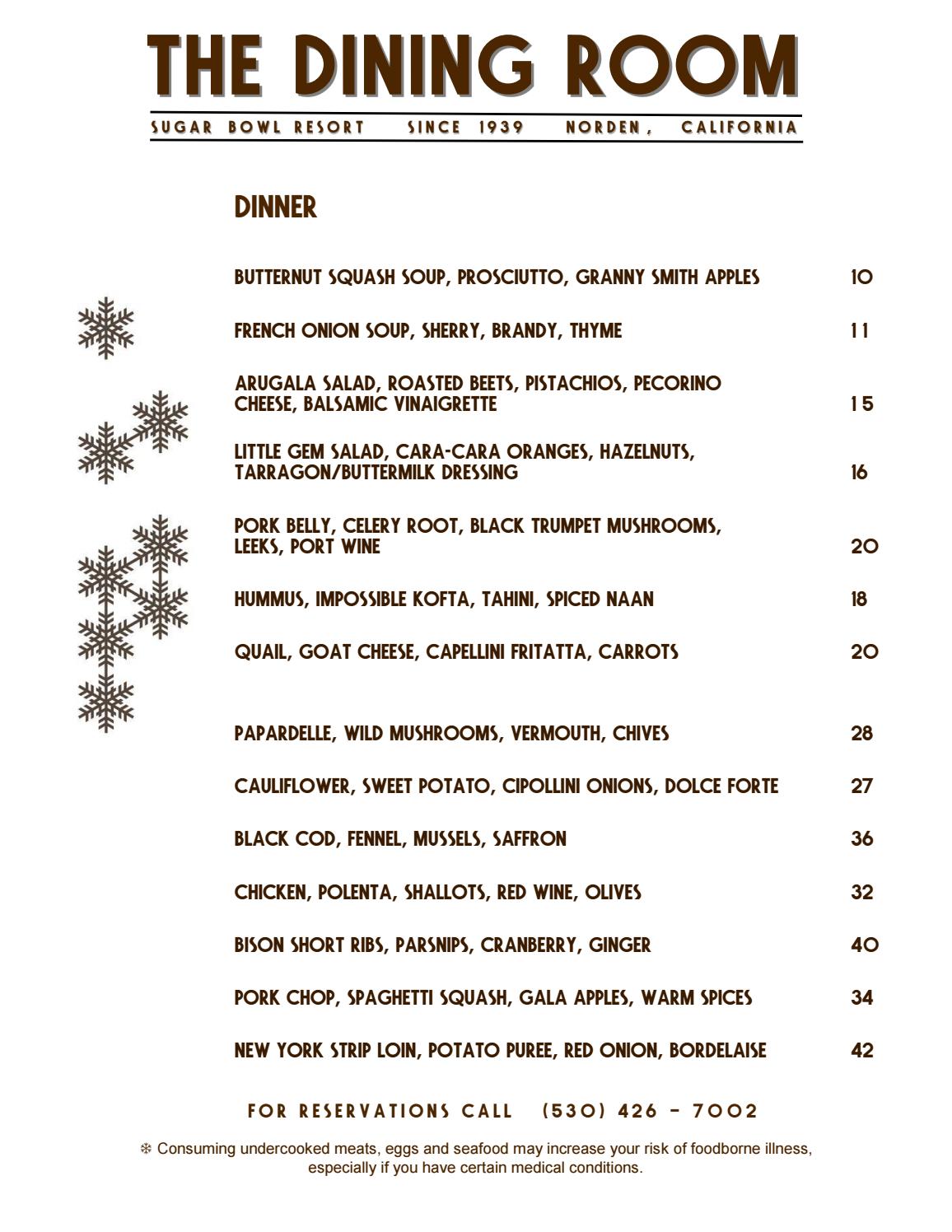 Dinner Menu by Village at Sugar Bowl Issuu