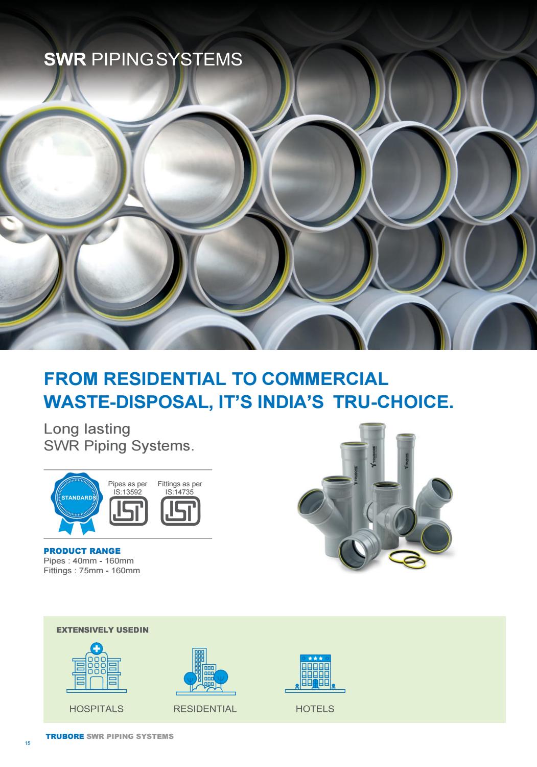 Swr Pipes Fittings Trubore Pipes By Truborepipesindia Issuu
