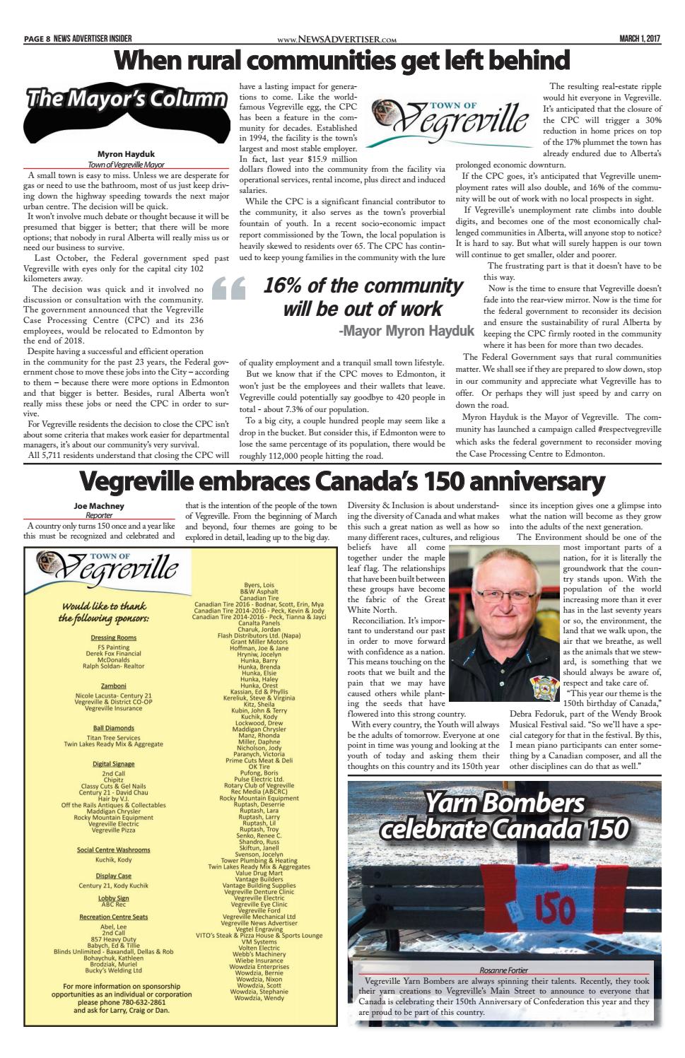 Vegreville News Advertiser March 1, 2017 by The News Advertiser
