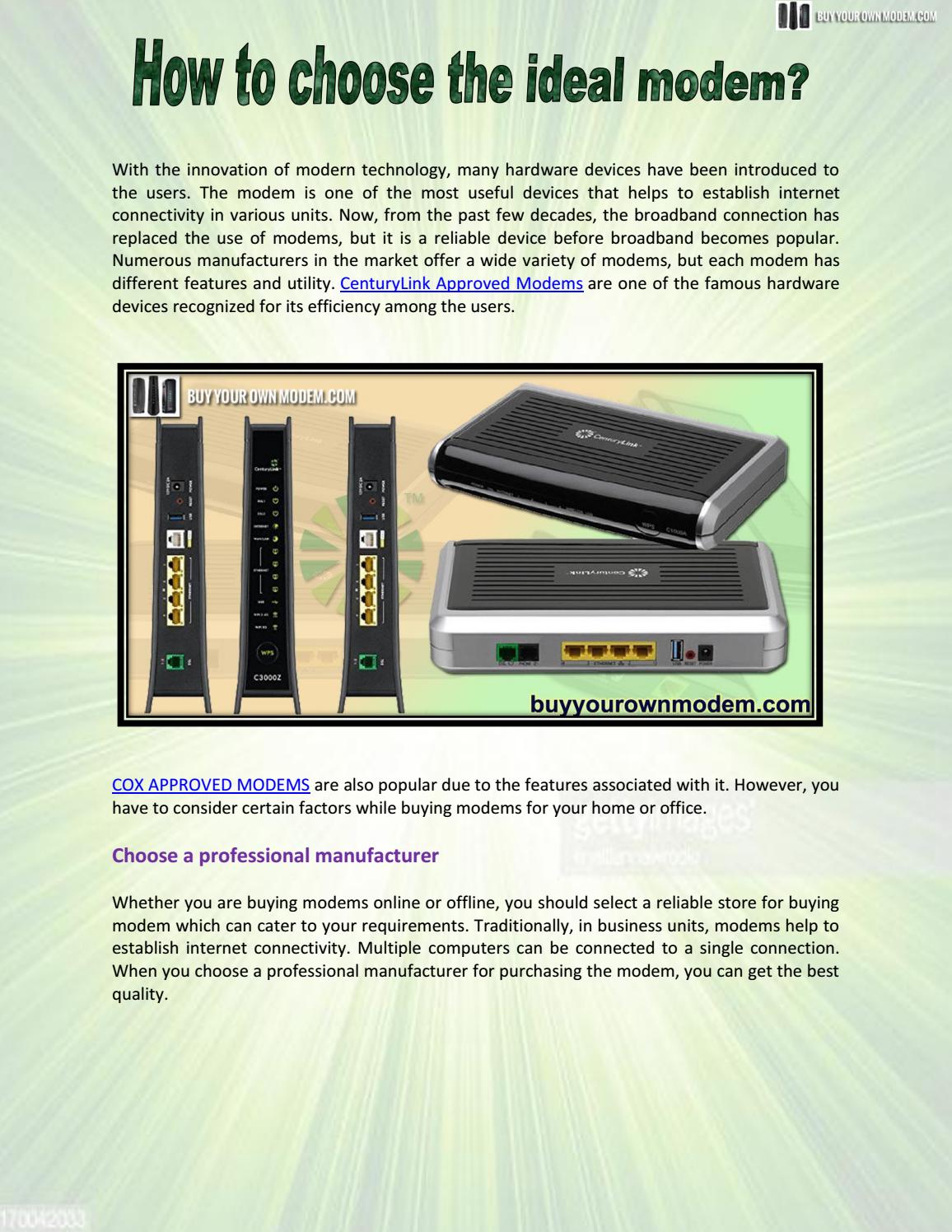 CenturyLink Approved Modems by buyyourownmodem01 Issuu