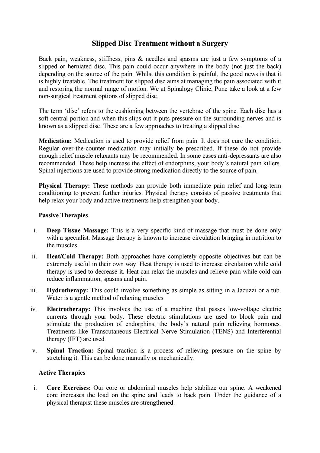 Slipped Disc Treatment without a Surgery by spinalogypune Issuu