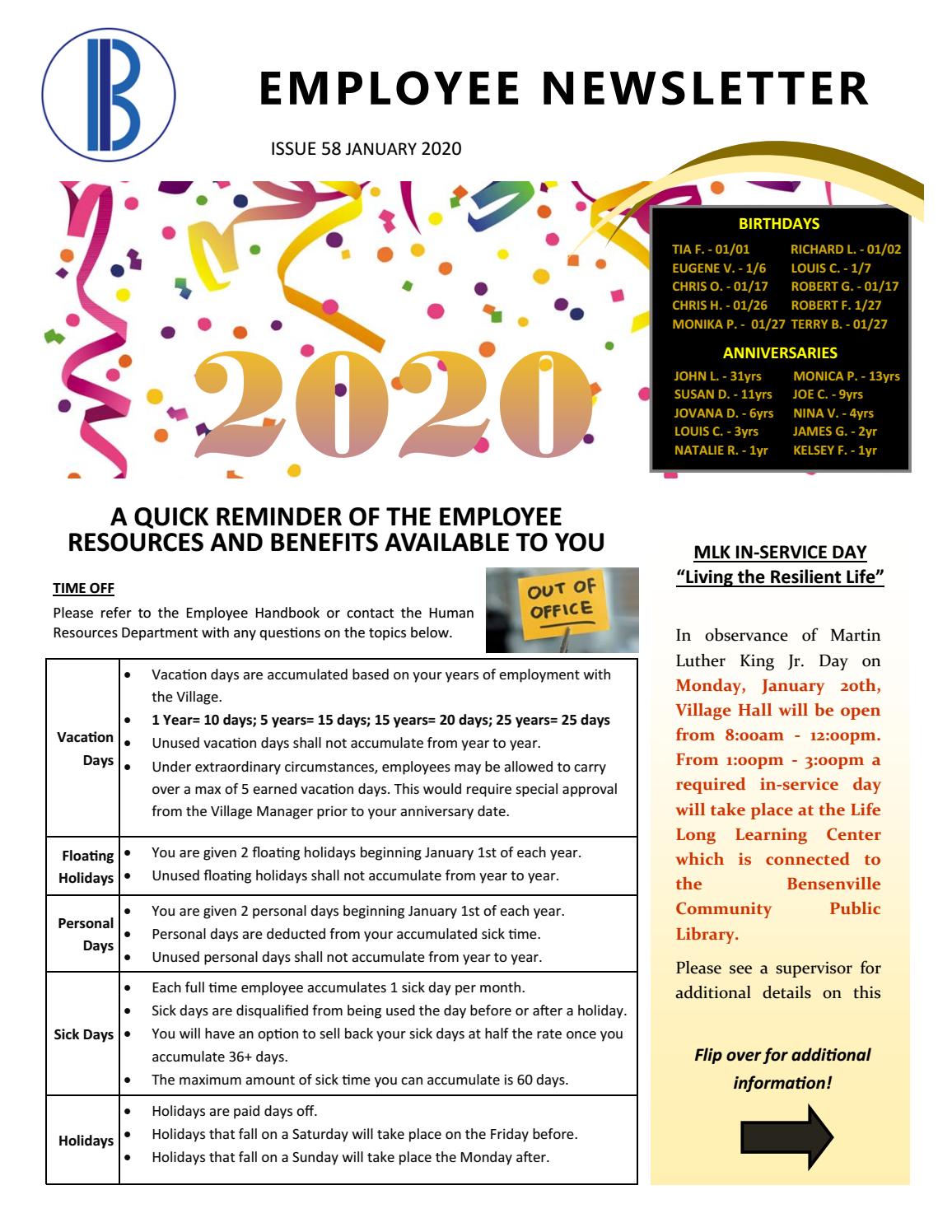 Employee Newsletter by Village of Bensenville Issuu