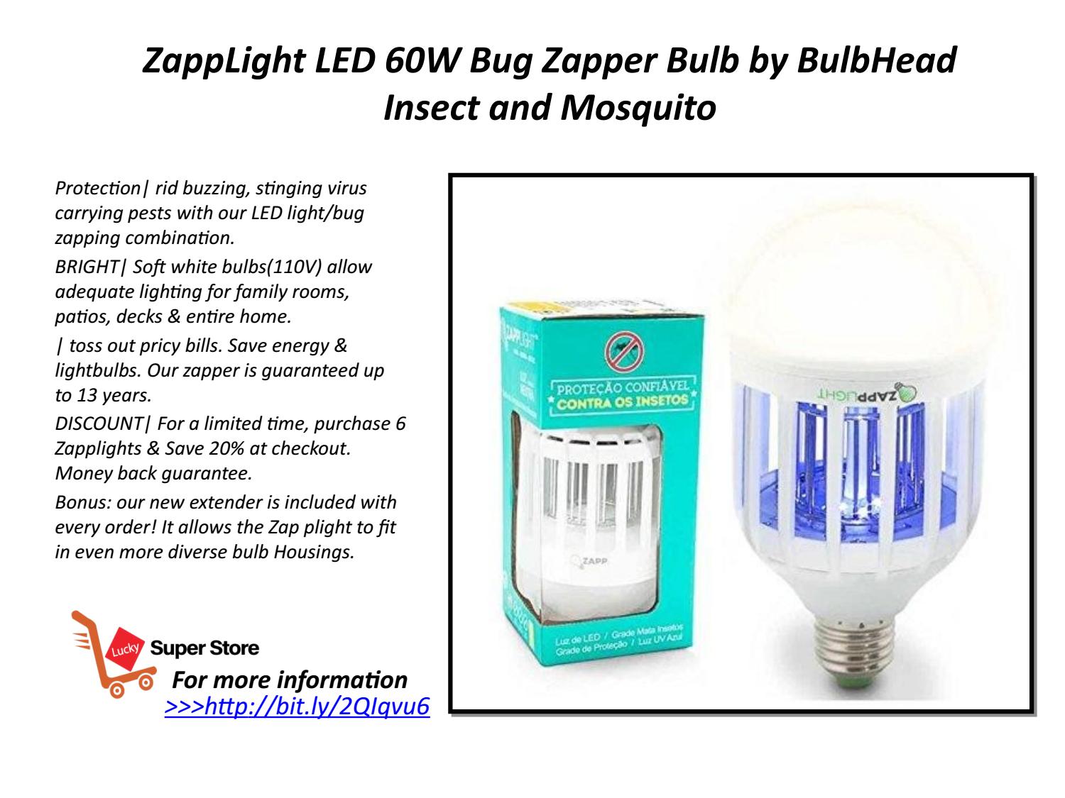 ZappLight LED 60W Bug Zapper Bulb by BulbHead Insect and Mosquito by