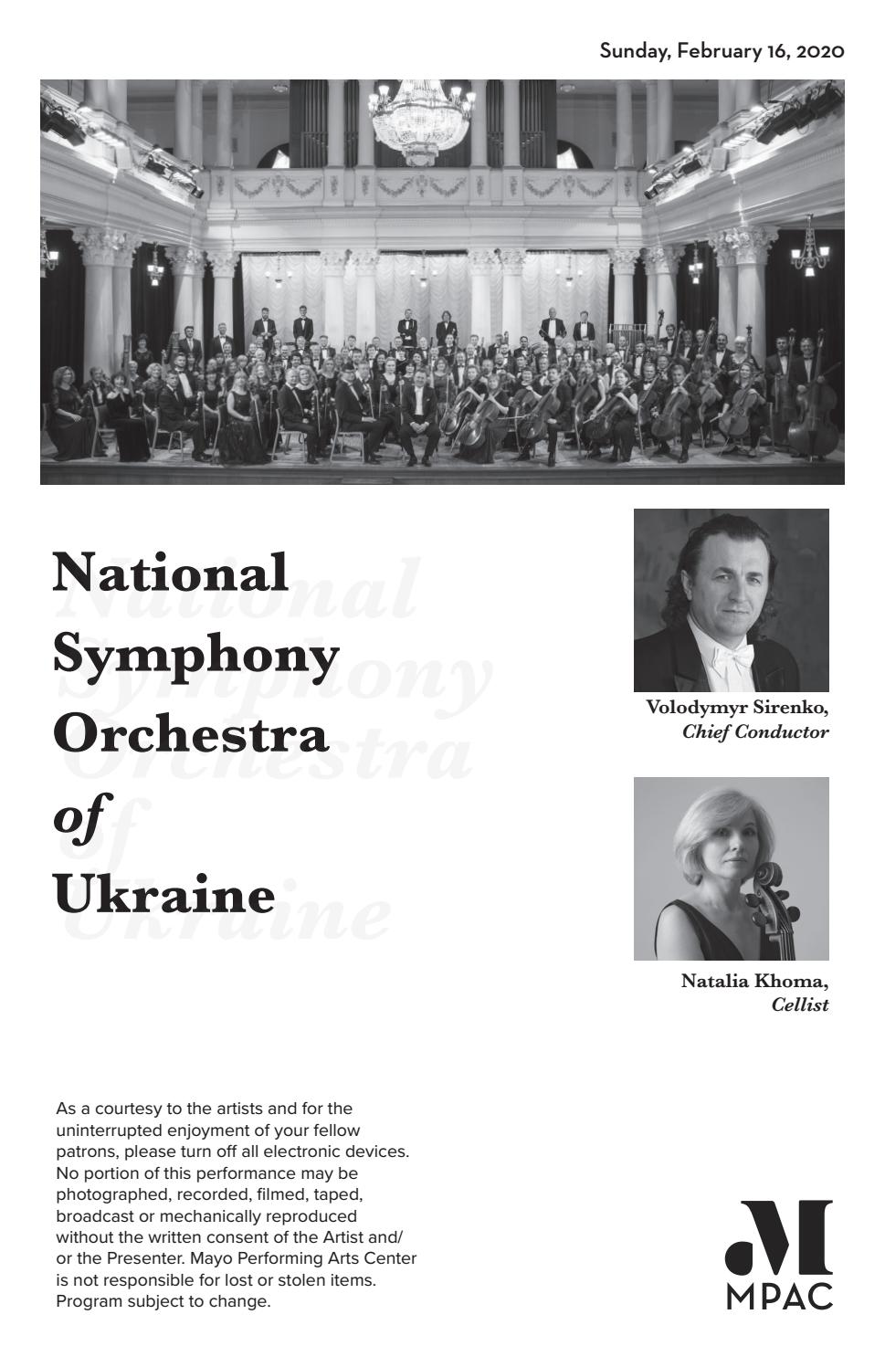 National Symphony Orchestra of Ukraine by Mayo Performing Arts Center