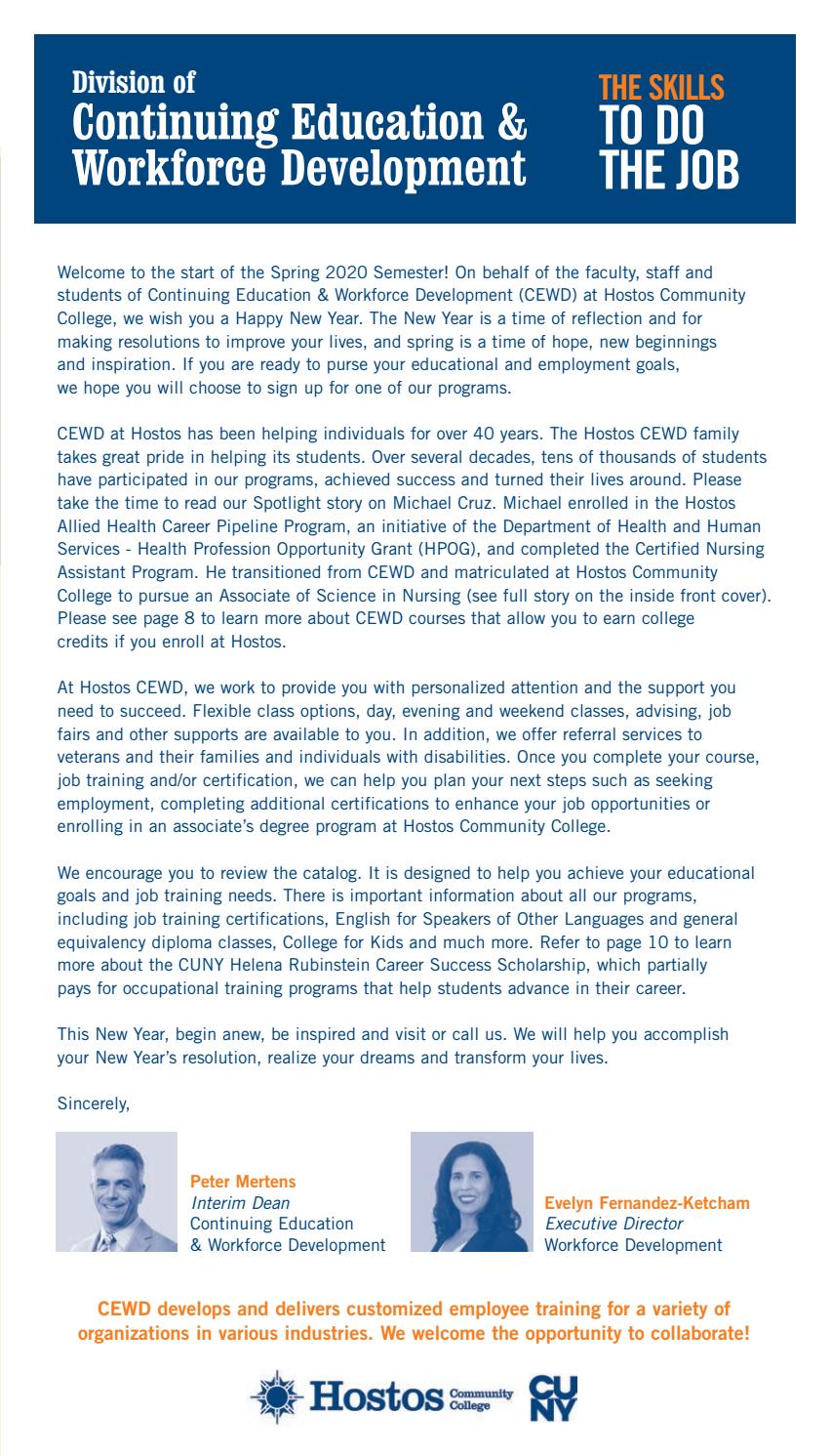 Spring 2020 Continuing Education Catalog by Hostos Community College