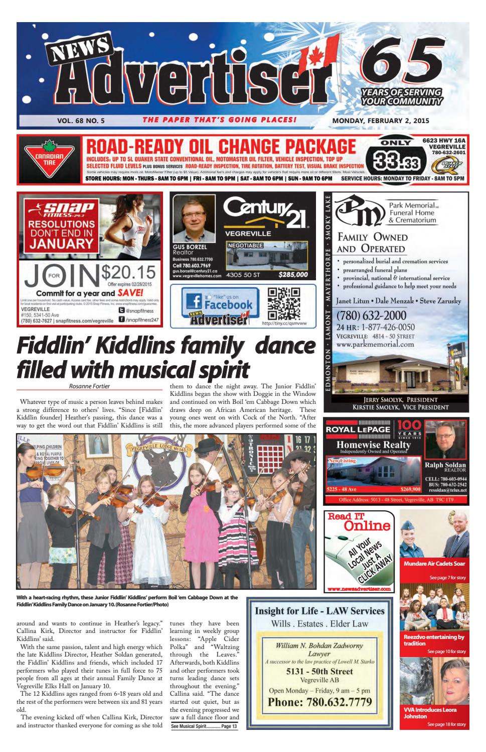 Vegreville News Advertiser February 2, 2015 by The News Advertiser