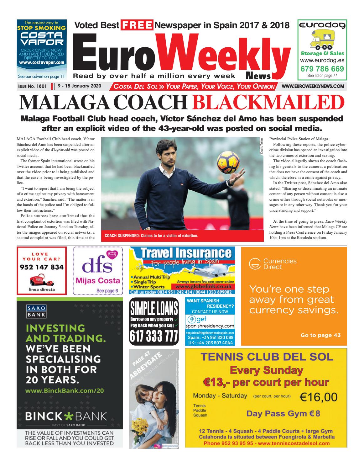 Xxx Rip 12yeir - Euro Weekly News - Costa del Sol 9 - 15 January 2020 Issue 1801 by Euro  Weekly News Media S.A. - Issuu