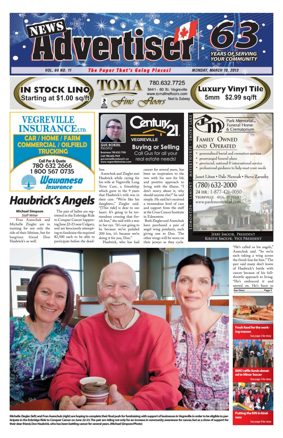 Vegreville News Advertiser March 18, 2013 by The News Advertiser