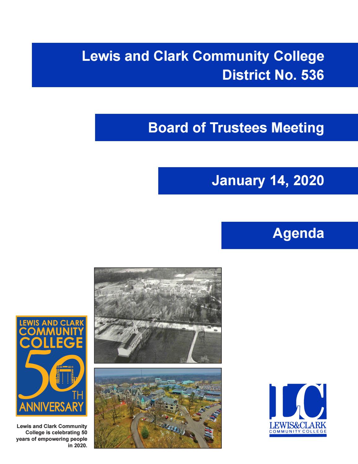 Lewis and Clark Community College Board of Trustees meeting agenda by
