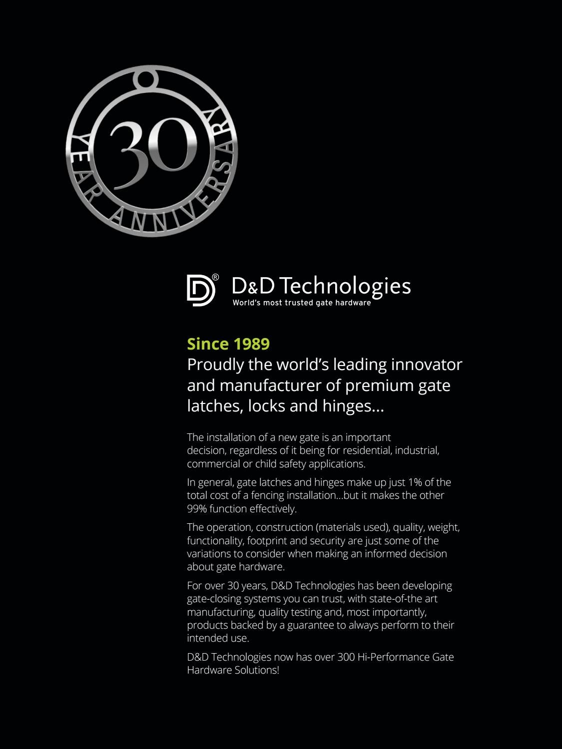 D&D Technologies 2019 Product Catalogue. 30 Year Anniversary Issue by D