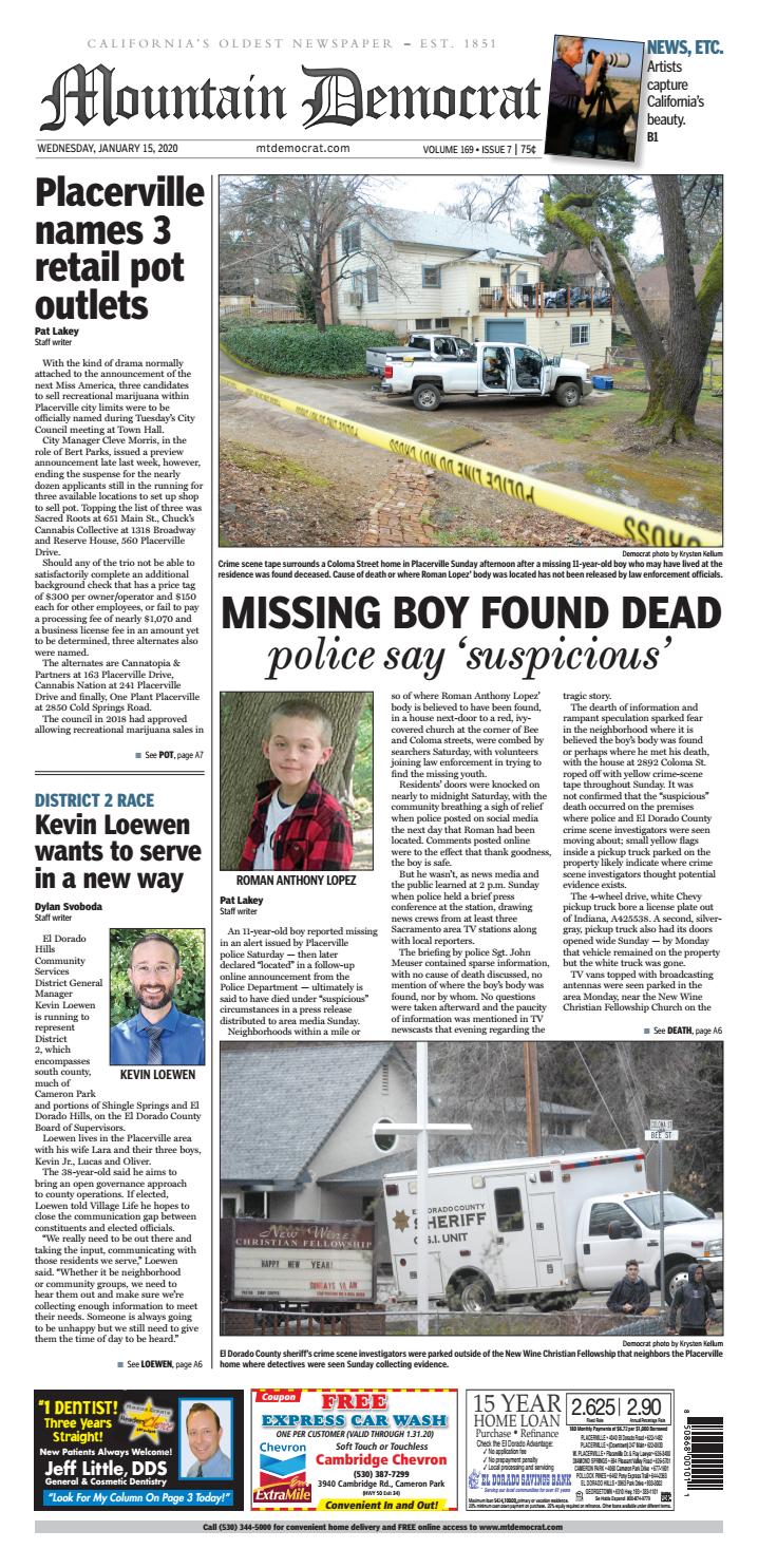 Mountain Democrat Wednesday January 15, 2020 by mcnaughtonmedia - Issuu