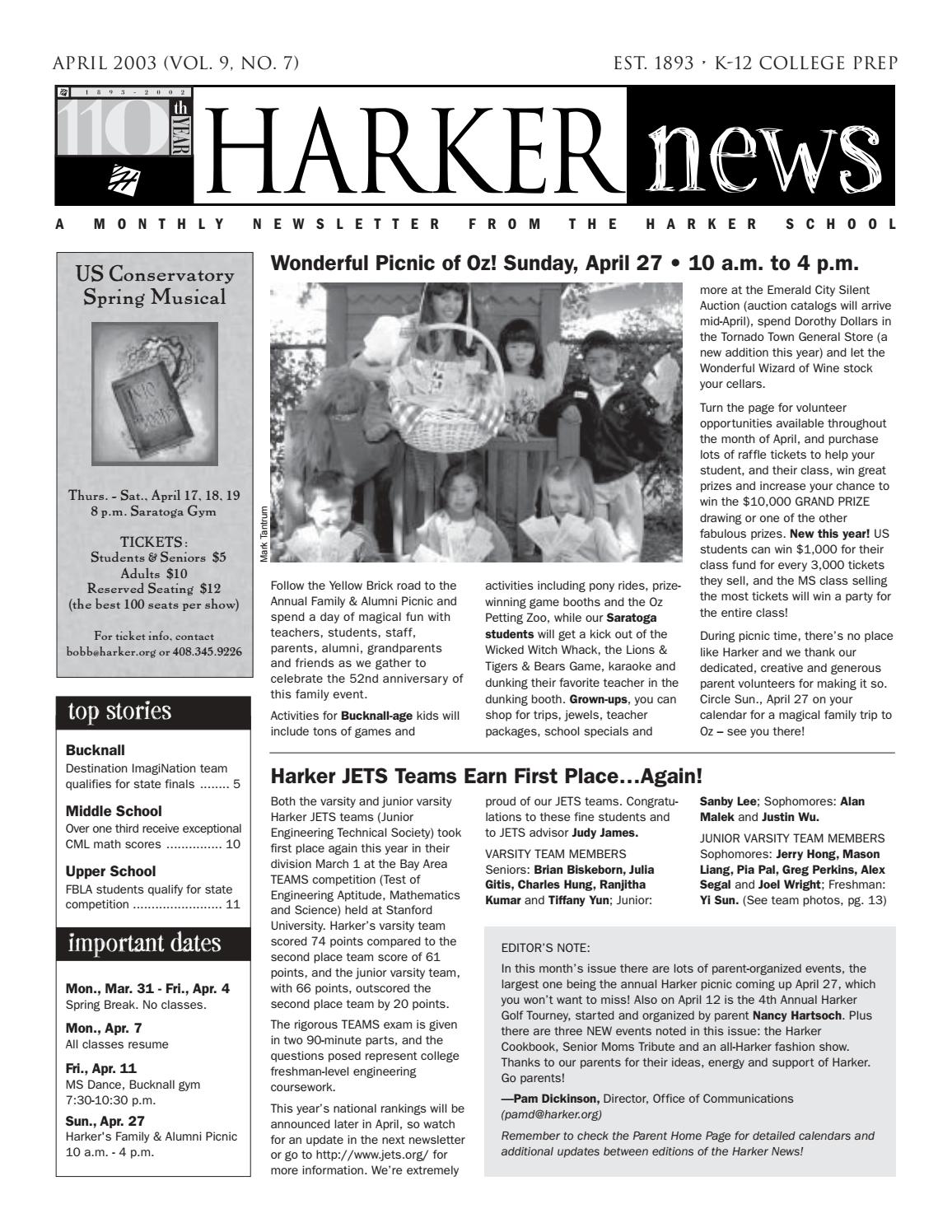 2003 April Harker News by The Harker School - Issuu