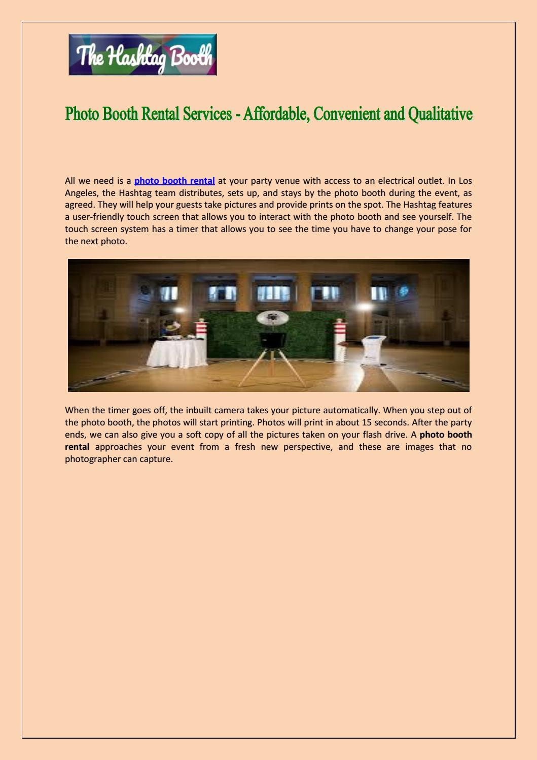Best Photo Booth Rental Los Angeles Company By The Hashtag Booth Issuu